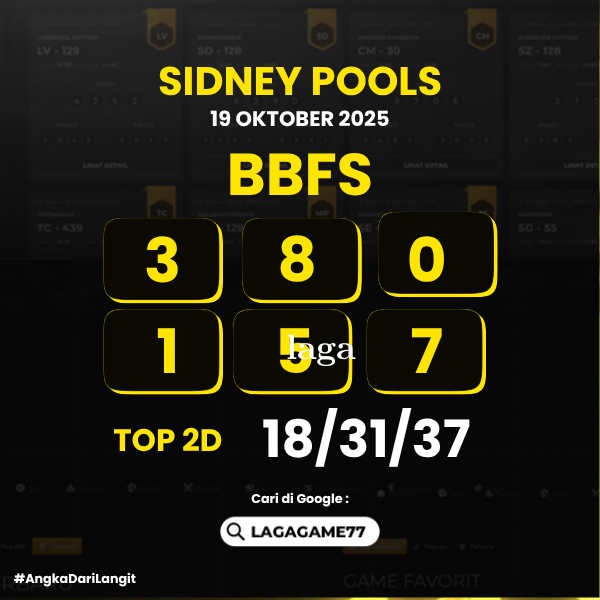 PREDIKSI SIDNEY POOLS 19 OKTOBER 2025