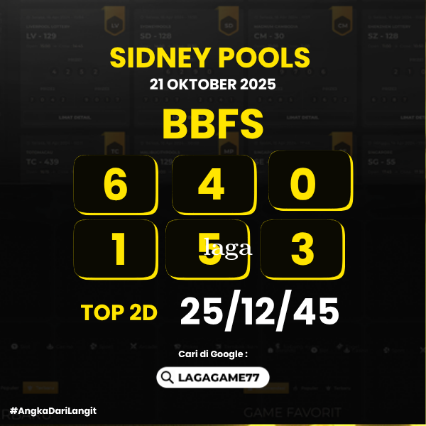 PREDIKSI SIDNEY POOLS 21 OKTOBER 2025