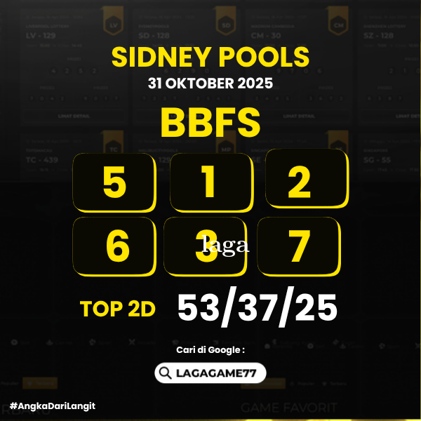 PREDIKSI SIDNEY POOLS 31 OKTOBER 2025