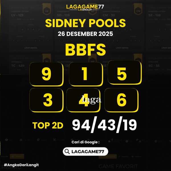PREDIKSI SIDNEY POOLS 26 DESEMBER 2025