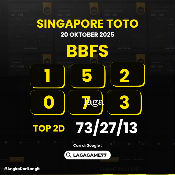 PREDIKSI SINGAPORE TOTO 20 OKTOBER 2025