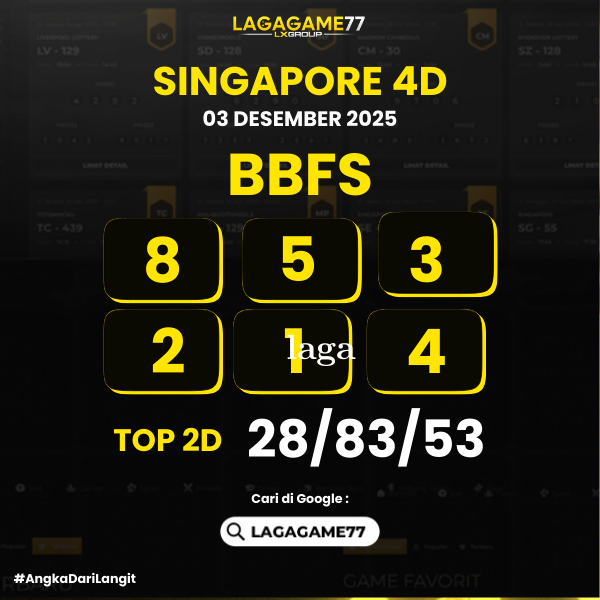 PREDIKSI SINGAPORE 4D 03 DESEMBER 2025