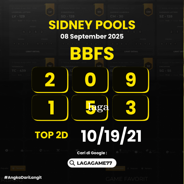 PREDIKSI SYDNEY POOLS 08 SEPTEMBER 2025