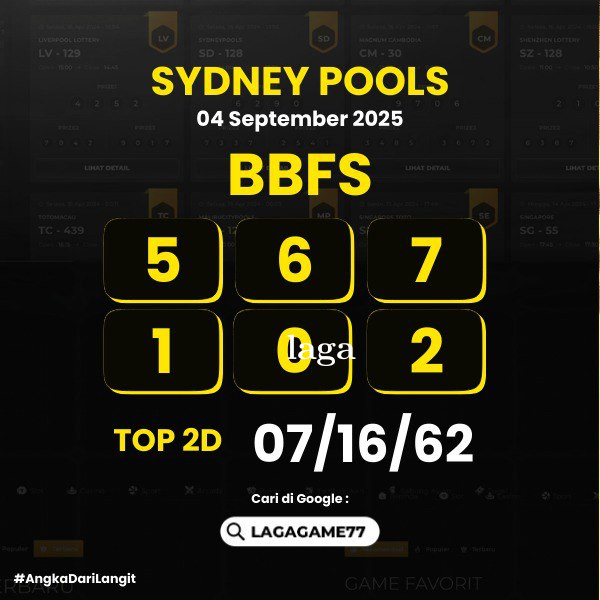 PREDIKSI SYDNEY POOLS 04 SEPTEMBER 2025