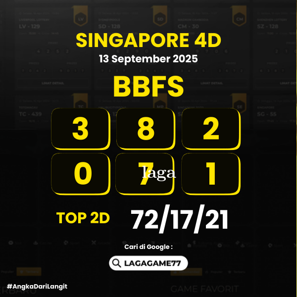 PREDIKSI SINGAPORE 4D 13 SEPTEMBER 2025