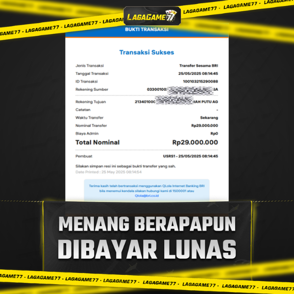 Bukti Jackpot LAGAGAME77 !! 29 JUTA !!
