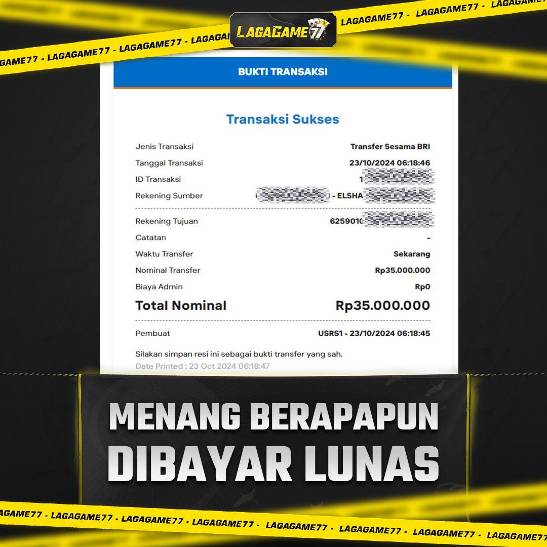 Bukti Jackpot LAGAGAME77 !! 35JUTA !!