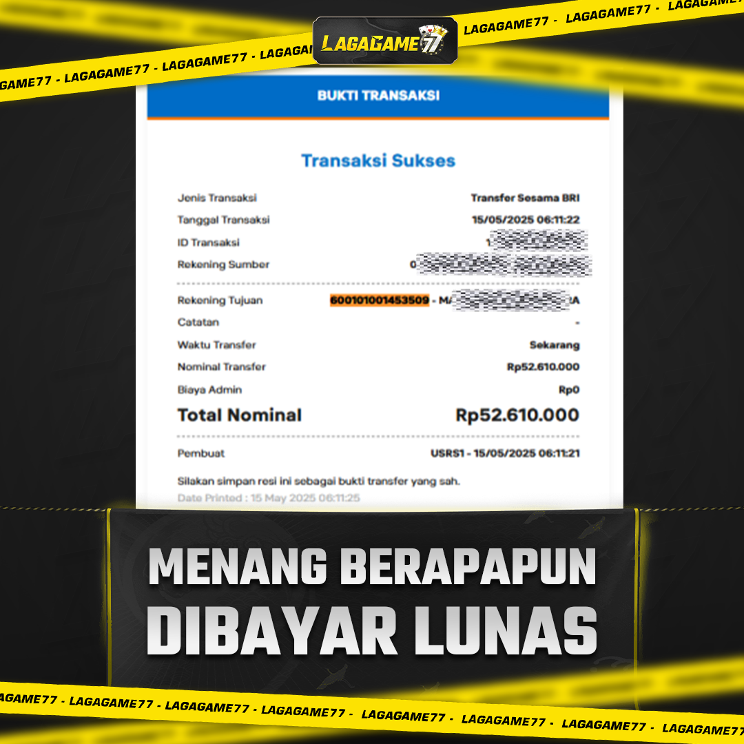Bukti Jackpot LAGAGAME77 !! 52JUTA !!