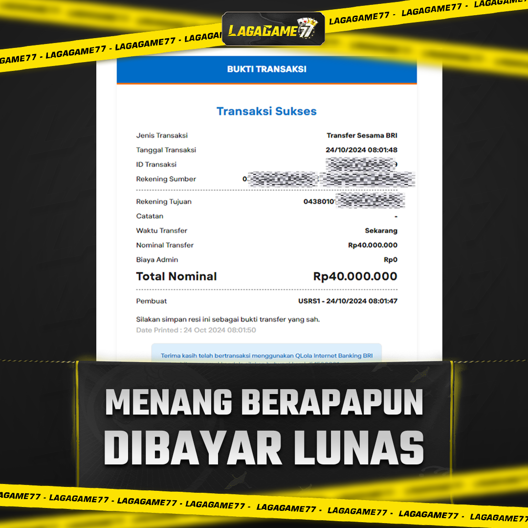 Bukti Jackpot LAGAGAME77 !! 40JUTA !!